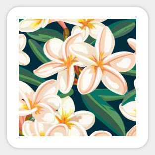 Enchanting White Blooms on Deep Green Leaves Sticker